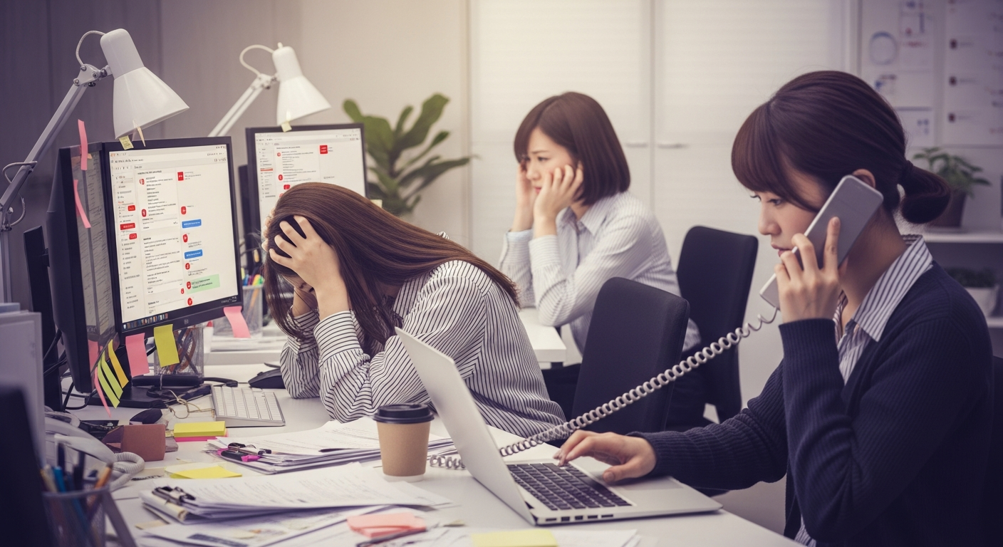 問い合わせが山積み